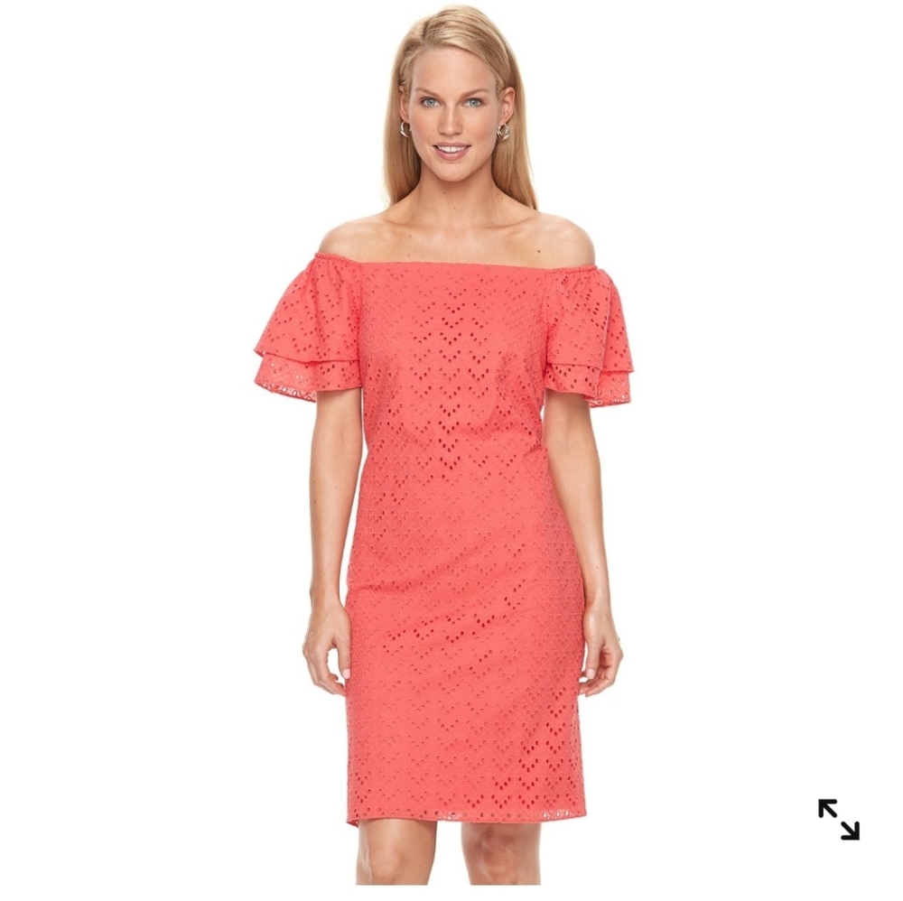 Jessica Howard Off-the-Shoulder Eyelet Dress